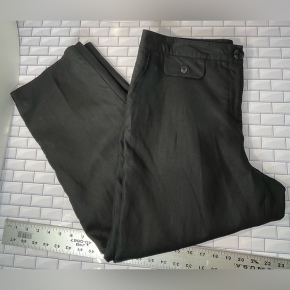 Carole Little VTG Pants Womens 14 Cropped Wide Leg Linen Beachy Coastal Resort - Picture 6 of 12